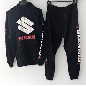 Justin Bieber Stadium Tour Merch Men’s Black Hoodie/Sweatpants Set Size Medium